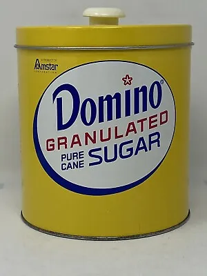 Vintage DOMINO Granulated Pure Cane Sugar Tin Can Amstar 7” Tall 6” Wide • $30