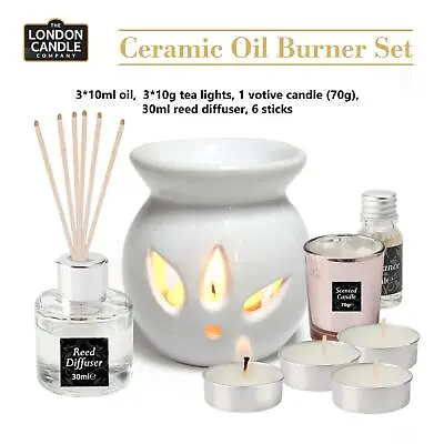 £7.99 • Buy Ceramic Oil Burner Set Aromatherapy Essential Scented Melts Wax Candle Gift