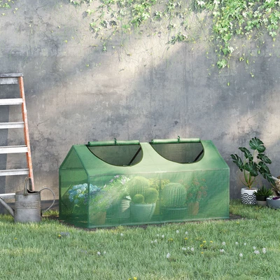 £19.99 • Buy Mini Greenhouse Small Plant Grow House For Outdoor W/ PE Cover Windows Green