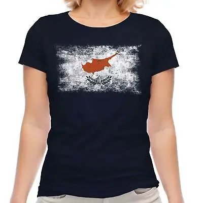 £9.95 • Buy Cyprus Distressed Flag Ladies T-shirt Top Kypros Football Cypriot Gift Shirt