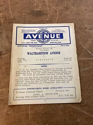 Walthamstow Avenue V Wimbledon 1976-77 London Senior Cup • £2.99