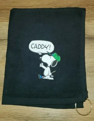 Snoopy Caddy Golf Towel 16x18 Black • $16