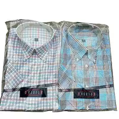 Men's Overton Lot Of 2 - Blue Plaid New In Bag LARGE Dress Shirts- Plaid • $35