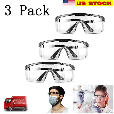 3 Pcs Clear Safety Goggles Glasses Anti Fog Lens Work Lab Protective Chemical • $12.99
