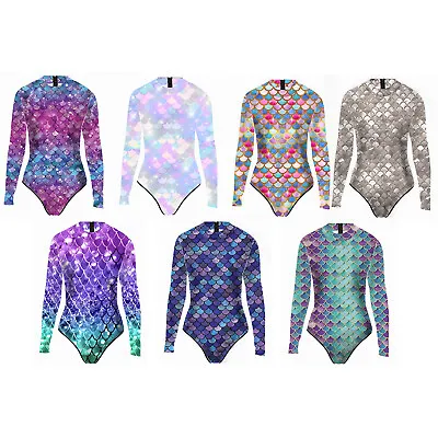 Womens Bodysuit Long Sleeve Leotard UPF 50+ Jumpsuit Beach Costume Wetsuit Lady • $9.93