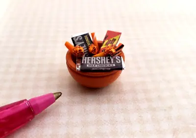 Miniature Adinolfi Orange Bowl Of Halloween Candy: DOLLHOUSE 1:12 Scale • $7.98