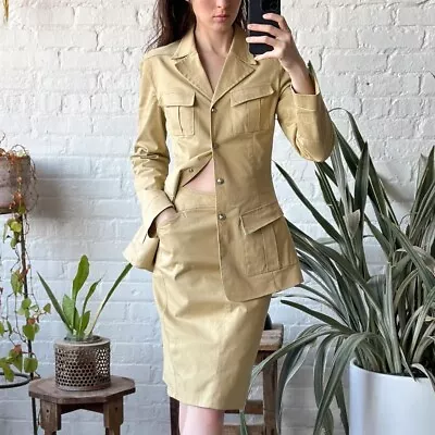 Mugler Vintage 00s Khaki/tan Blazer And Skirt Suit Set 38 • $230