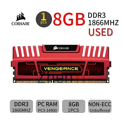 Corsair Vengeance 8GB DDR3 1866MHz CL10 PC3-14900U 240Pin Desktop Memory Red BT • $37.39