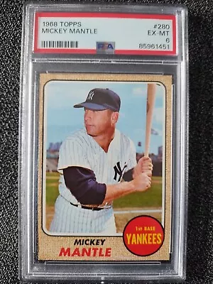 1968 Topps #280 PSA 6 Mickey Mantle Yankees 280 Sharp! • $499