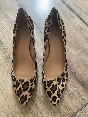 J Crew Calf Hair Leopard Print Kitten Heels Sz 8 • $35