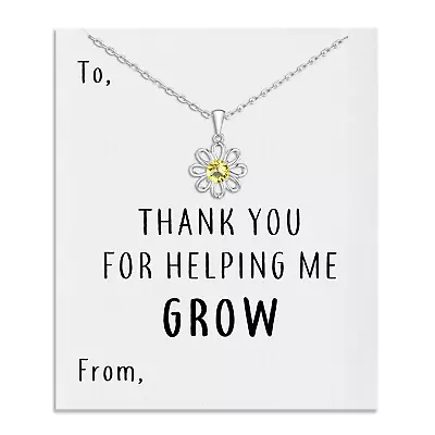 Thank You For Helping Me Grow Daisy Necklace Created With Zircondia® Crystals • £9.99