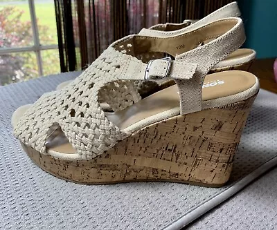 Sonoma Mudd Crochet Cork 4”Wedges Platform Size 10M    Sku 178 • $23.45