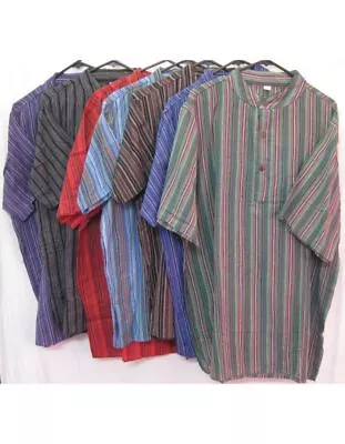 SHIRT COTTON KURTA Nepal Cotton Unisex Men's Casual Shirt Short Sleeve Top  • $23.99