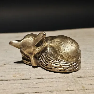 2 1/2  Vintage Antique Style Brass Fox Paperweight Desk Statue • $35