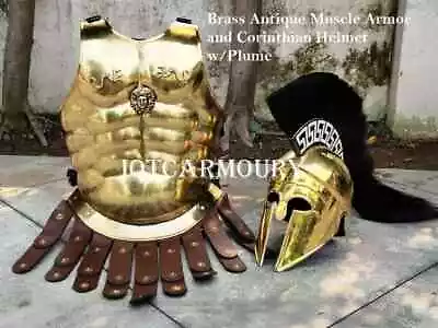 Brass Antique Medieval Roman Muscle Armor Cuirass W/ Apron Belt Corinthine Item • $270.90