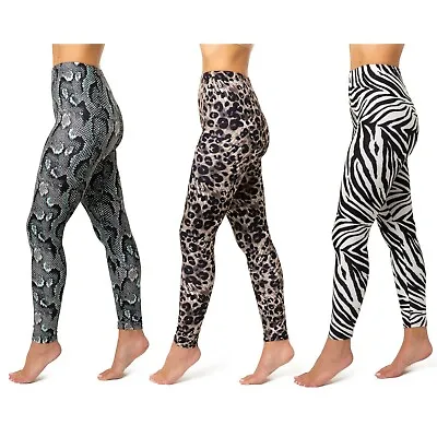 Womens Ladies Full Length Animal Print Leggings Stretch Tight Ankle Pants • £6.45