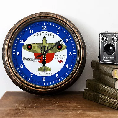 Spitfire Clock Personalised Wall British RAF Bomber Military Plane Gift BPC10 • £22.95