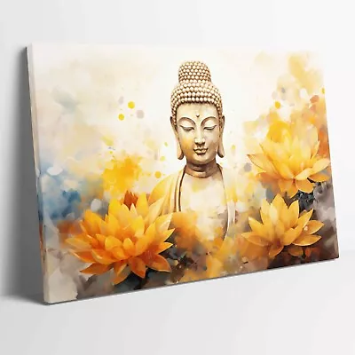 Buddha Buddhist Buddhism Flowers Stretched Canvas Poster Print Art More Sizes • £12.99