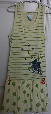 NAARTJIE Yellow Striped Bubble Dress Size 7 XL 2010 Summer 2 Indo Spot Pollen • $12.99