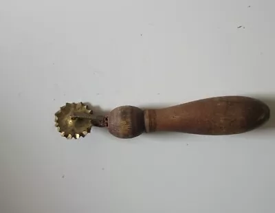 Vintage Primitive Wood And Brass Pastry Cutter • $5.95