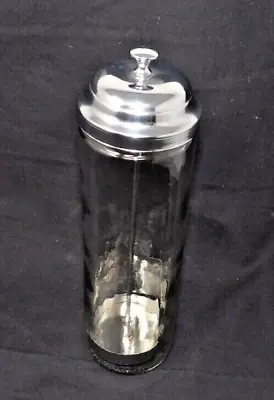 Vintage Retro Glass And Chrome Straw Dispenser 10  Tall X 2 1/2  Diameter • $7.50