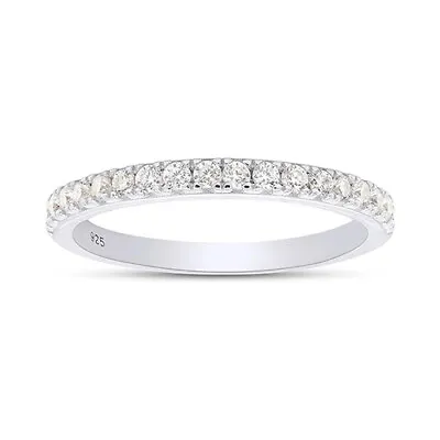 1/4 Ct Round Cut Moissanite Half Eternity Wedding Band Ring 925 Sterling Silver • $34.06