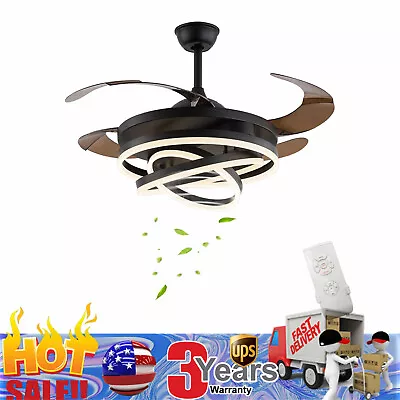 Retractable Ceiling Fan Light W/ Remote Control Dimmable LED Chandelier Lamp 42  • $96.90