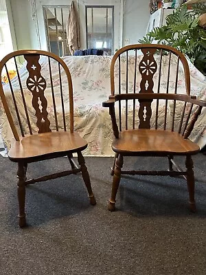 4 Tell City Chair Company Solid Tanbark Oak Dining Arm Chairs • $2200