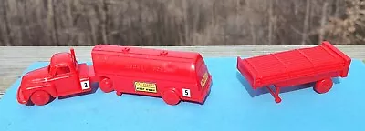 Louis Marx Cape Kennedy PlaySet Red Truck With Rocket Fuel Tanker & Hose Trailer • $22