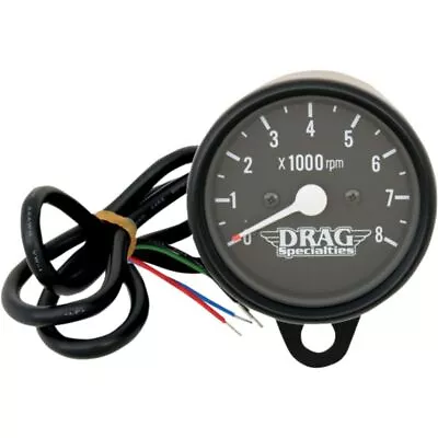 Drag Specialties Matte Black/Black Mini Electronic 8000 RPM Tach For Harley • $88.95