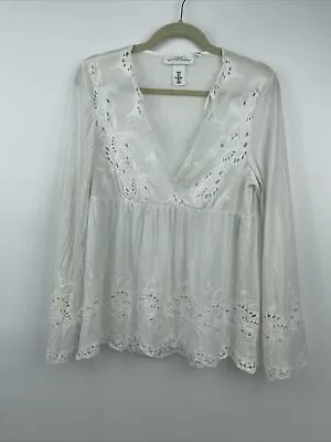 H&M L.O.G.G. Label Of Graded Goods White Cotton Blouse Size 6 • $5.40