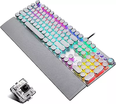 Retro Steampunk Mechanical Gaming Keyboard Metal Panel Black Switches LED Bac • $64.29