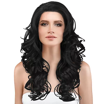 Body Wave Lace Front WigNatural Looking Synthetic Fiber Curly Long Hair Wig • $17.98