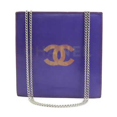 Auth CHANEL CC Logo Hologram Shoulder Bag Purple/Silver PVC/Metal - E57704f • $622