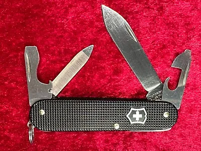 Victorinox Cadet Alox Black 9 Function Swiss Army Knife 84mm 2 Layer Used (T42) • $34.98