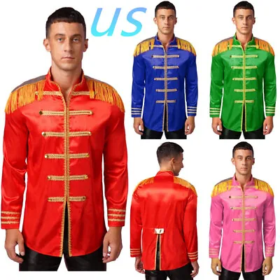 US Men's Steampunk Military Drummer Parade Jacket Coat Sergeant Pepper Costume • $18.08