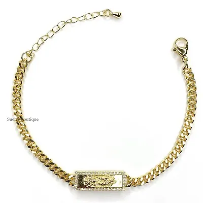 14K Oro Laminado Virgen De Guadalupe Pulsera Gold Plated Virgin Mary Bracelet • $13.99