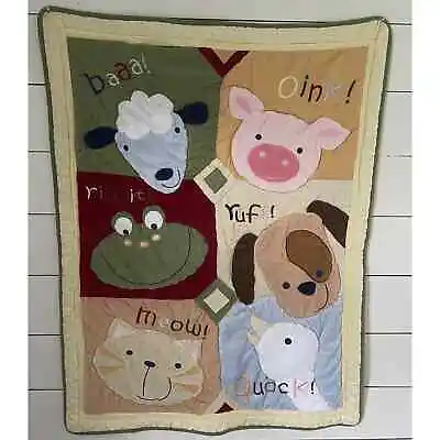 Nojo Crib Bedding Baby Blanket Farm Animal Theme Nursery Comforter 40 X32  • $28