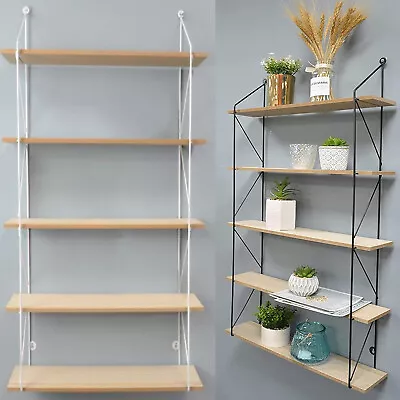 5 Tier Floating Shelves Metal Wire Wall Decoration Storage Shelf Living Room UK • £17.95