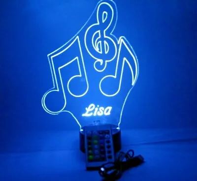 Triple Music Notes Night Light Up Lamp LED Personalized Free Engraved And Remote • $34.99