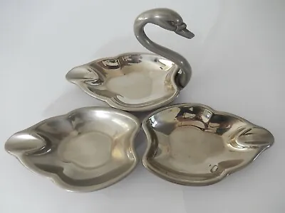 £14.99 • Buy Vintage Set Of  Silver Plated Seba  Swan Ashtrays/trinket Dishes 