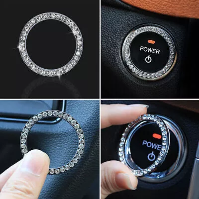 Car SUV Decorative Accessories Silver Button Start Switch Diamond Ring Universal • £2.99