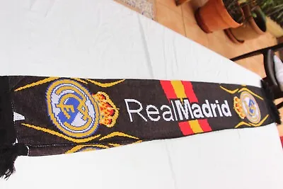 Scarf Of Football Wool The Real Madrid With Flag Spain On Middle • $15.26