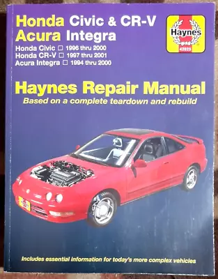 Haynes Honda Civic/CR-V/Acua Integra 1996-2001 Automotive Repair Manual • $19.95