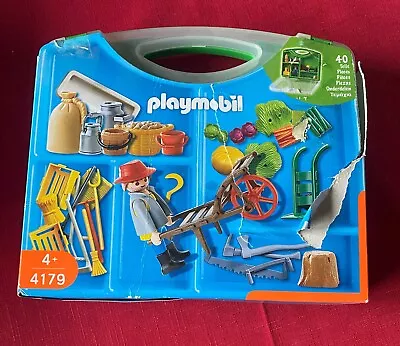 Playmobil Set 4179 Farmer And Farm Accessories Playset With Carry Case - Rare!! • £7.99