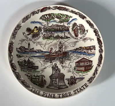 Vernon Kilns State Plate ~ Maine - Vacation Land  ~ 10 1/2  ~ Multi-Colored ~ VG • $20