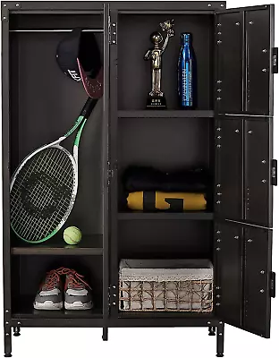 Metal Storage Lockers 55.11  Steel Retro Cabinets Wardrobe With Hanging Rod Bar • $394.99