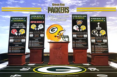 Green Bay Packers FOUR-TIME SUPER BOWL CHAMPIONS Commemorative 24x36 POSTER • $17.99