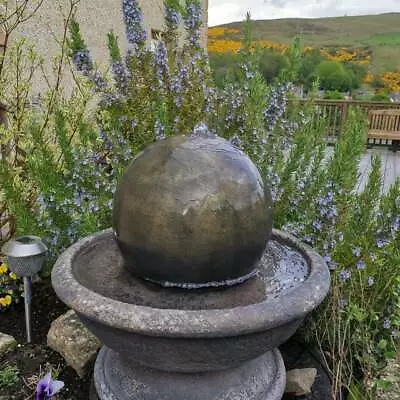 Stone Ball Sphere Garden Patio Water Fountain Feature Ornament • £212.52