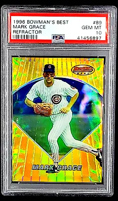 1996 Bowman's Best Refractor #89 Mark Grace Chicago Cubs PSA 10 Gem Mint POP 3 • $110.49